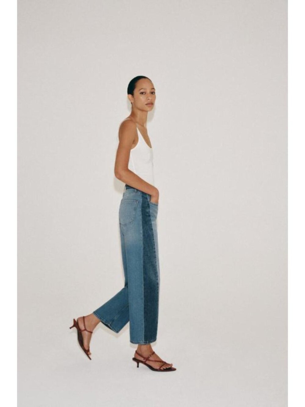 ZARA ZW COLLECTION MID-RISE RELAXED ANKLE PATCHWORK JEANS 4001/246/400